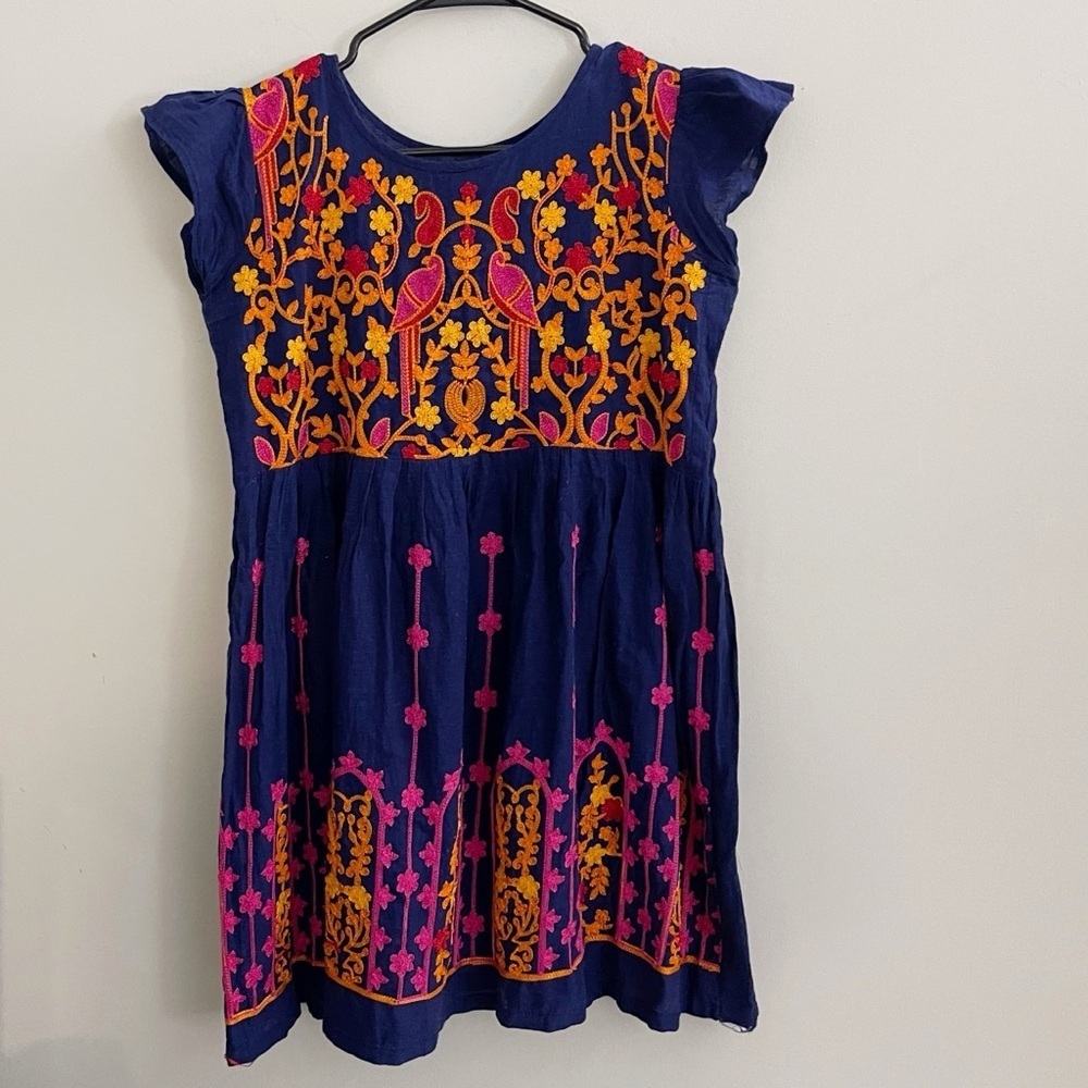 Cotton Boho Embroidered Babydoll Mini Dress Festival